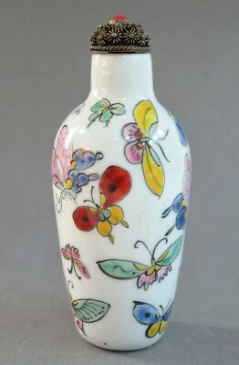 Botella de tabaco mariposa de cerámica pintada a mano china vintage de 2,5" de alto Foto 1 de 4