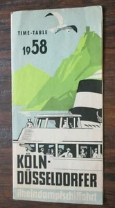 VINTAGE 1958 KOLN DUSSELDORFER RIVER BOAT CRUISE SHIP TIME TABLE RHINE GERMANY - Picture 1 of 5