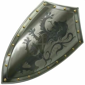 Medieval Heater Shield Functional Dragon Warrior Templar Knight Armor Shield