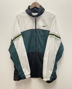 Vintage 90s Nike Multicolor Nylon Windbreaker Size XL Swoosh Zipper 3/4 Zip - Picture 1 of 7