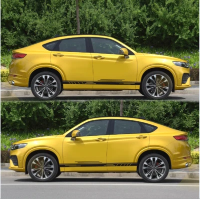 2 Piezas Calcomanías Gráficas Rayas Carreras Ambos Lados Envoltura Vinilo Película Decoración Foto 1 de 4