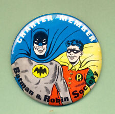 1966 BATMAN & ROBIN SOCIETY CHARTER MEMBER Original 3 1/2" Pinback BUTTON WORLD