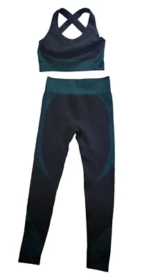 Womens 2 Piece Set Leggings Top Honeycomb Textured Scrunch Booty Stretch Large - Image 1 of 4