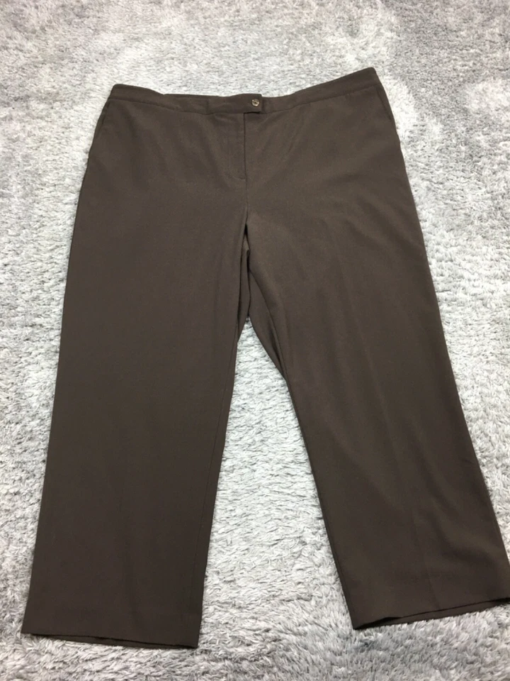 Maggie Barnes Straight Leg Dress Pants Woman Size 7 Petite Brown Stretch - Image 1 of 4