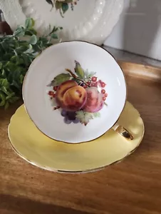 Vintage Shelley ORCHARD Bone China Tea Cup Saucer 14208 Primrose Yellow England - Picture 1 of 24