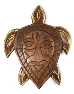 Primitive Tribal Turtle Tiki Mask 9 in Wall Plaque | #dpt5395m - Picture 1 of 1