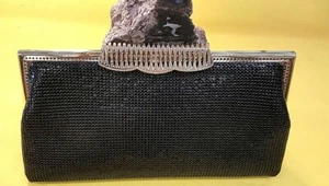 VINTAGE FAY SWAFFORD 70'S ORIGINAL BLACK MESH EVENING CLUTCH BAG, MINT - Picture 1 of 7
