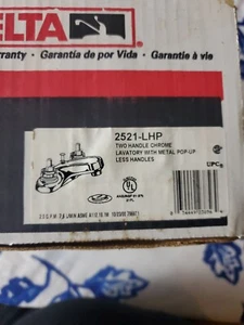 Delta 2521-LHP Two Handle Chrome Lavatory W Metal Pop Up Plus Handles NIB+ - Picture 1 of 5