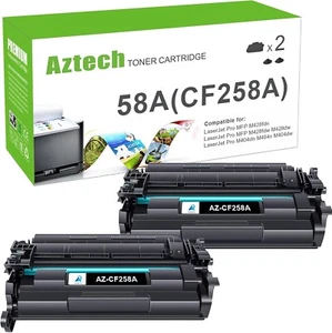 Aztech Compatible Toner Cart Replacement for HP 58A CF258A Black 2 Pack NO CHIP - Picture 1 of 10