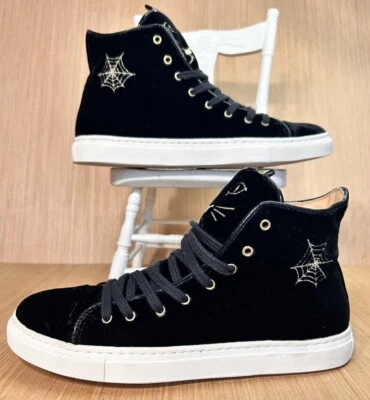 Zapatilla deportiva Charlotte Olympia Purrfect negra de terciopelo para gatito talla 36,5 Foto 1 de 4