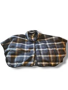 Wool Cape Poncho Girls Size XL Plaid Light/Dark Grey Cherokee - Picture 1 of 11