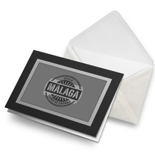 Greetings Card (Black) BW - Malaga Spain Reino De Espana Travel  #40501