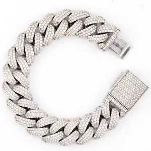 17MM 10k White Gold 3 Row Honeycomb Cuban 13.75CT Diamond 130.23g Bracelet - 8" - Picture 1 of 4