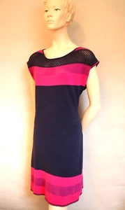 Lilly Pulitzer Kinley Sweater Dress True Navy Trellace Stripe Womens L NWT $168 - Picture 1 of 5