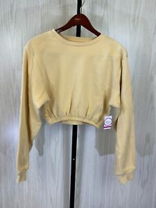 Flirtitude Cropped Pullover Sweatshirt, Women's Size L, Yellow NEW MSRP $34