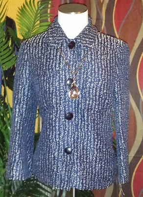LAFAYETTE 148 NEW YORK NUBLM NUEVO CON ETIQUETAS $468 Azul Mujer Chaqueta Blazer Rayas Foto 1 de 2