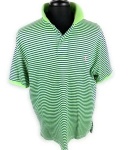 Ralph Lauren Polo Mens Lime Green Striped Short Sleeve Shirt Size L - Picture 1 of 7