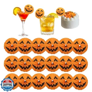 100 Stck. Halloween Kürbis Cocktail Getränk Regenschirm Plektren, gruseliger Papierschirm - Bild 1 von 5
