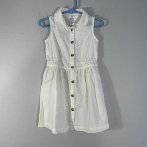 H&M Mädchen Hemdblusenkleid ärmellos Knopfleiste Kragen Kleinkinder Größe 2T creme - Bild 1 von 8