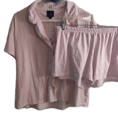 Conjunto de pijama Laura Ashley pantalones cortos y top a cuadros rosa a cuadros talla mediana ropa de salón Foto 1 de 4