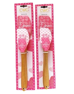 6pc Set Silicone Spatulas Hearts 3 Sizes Love Valentine’s Day Cooking Spatula - Picture 1 of 2