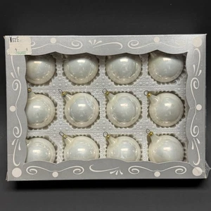 12er Set Vintage Perlweiß Glas Ornamente 2" Kolumbien Kurt S Adler - Bild 1 von 8