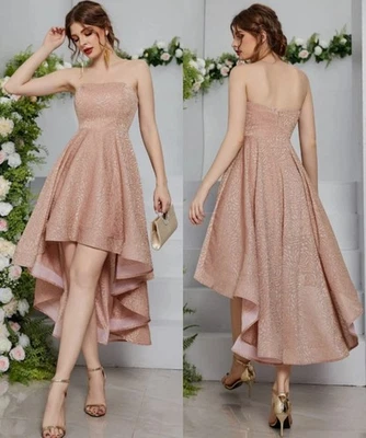 Dame Brautjungfrau Kleid, Abendkleid mit Glitzer, Stufensaum, - Bild 1 von 4