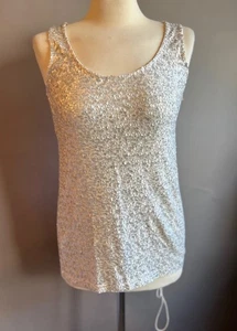 J. Crew Cream Sequined Sleeveless Tank Top S - Picture 1 of 5