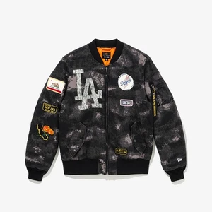 New Era X Alpha Industries MLB LA Dodgers MA-1 Jacket, Black Camo - Picture 1 of 15
