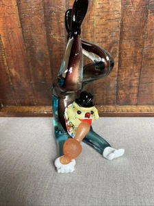 Vintage mundgeblasener Murano Glas Clown umgedrehter Akrobat 8,5" JICO - Bild 1 von 15