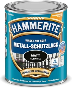Hammerite Metallschutzlack matt schwarz direkt auf Rost UV beständig 250 ml - Bild 1 von 6