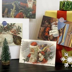 30 Pezzi Cartoline di Natale Vintage con 2 Adesivi a Pois, Babbo Natale e Cristo... - Foto 1 di 8