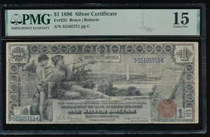 AC Fr 225 1896 $1 Silver Certificate EDUCATIONAL PMG 15 - Picture 1 of 2