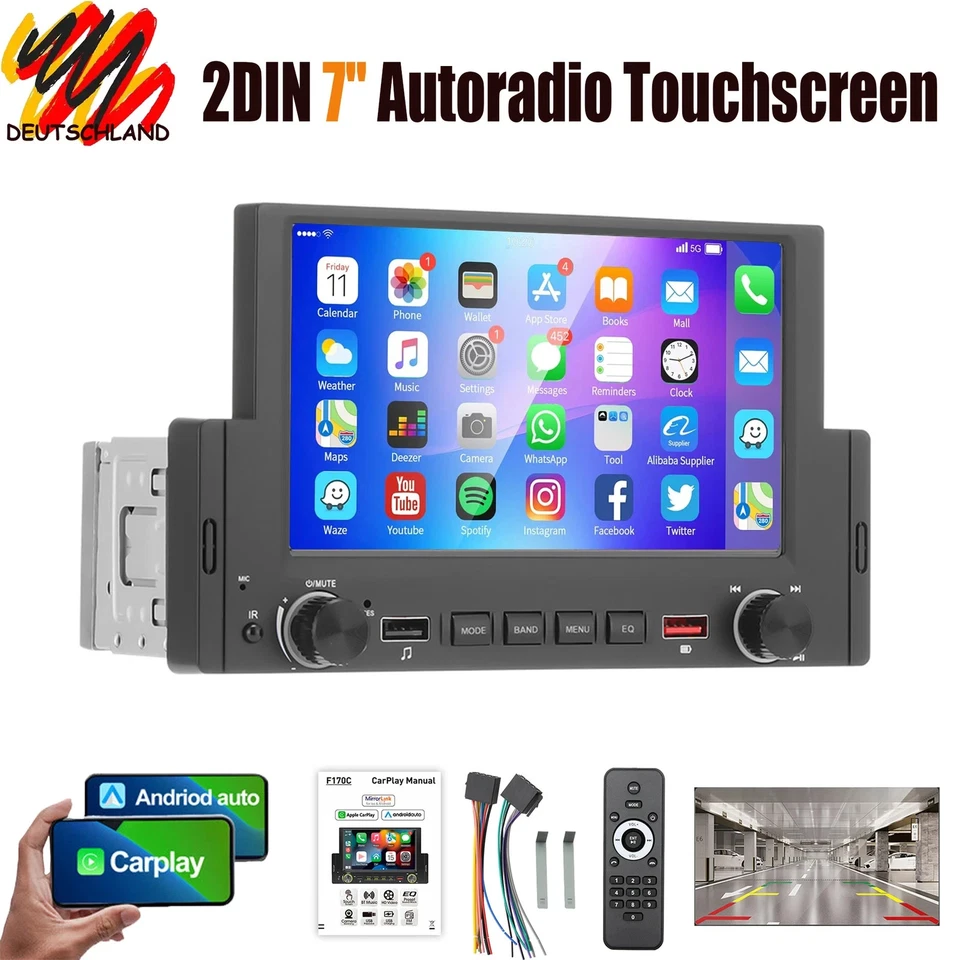 6.2" Single 1 DIN Autoradio CarPlay Android Auto GPS NAVI Bluetooth Touch Screen - Bild 1 von 1