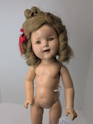 18.5” Vintage Ideal Compo Shirley Temple Doll Head Marked Replaced Blonde Wig #o - Image 1 of 4
