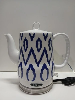 BELLA 1.5L Electric Ceramic Tea Kettle Moroccan Trellis Blue Aztec TESTED  - Image 1 of 4