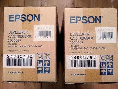 Lot x2 Originales Epson Toner c13s050087 Noir pour Epl 5900 6100 - Photo 1/3