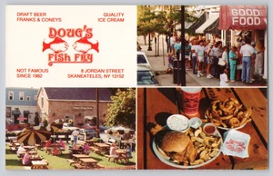 Letrero de comida Doug’s Fish Fry Skaneateles NY postal línea restaurante - Imagen 1 de 3