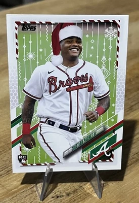 Cristian Pache 2021 Topps Holiday ROOKIE IMAGE PHOTO VARIATION SANTA HAT SP - Image 1 of 3