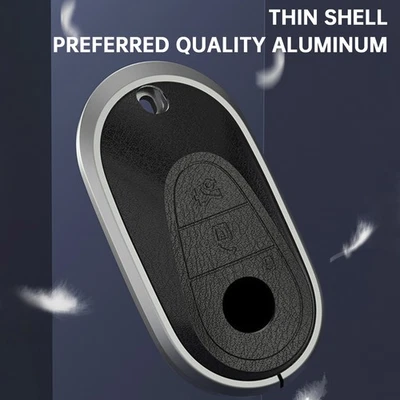 Leather Alloy Aluminum TPU Car Key White Case Cover For Benz GLC GLK CLS - Image 1 of 4