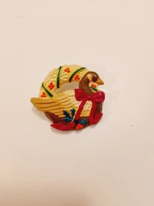 Vintage Hallmark Holiday Weihnachten Gans Kunststoff Anstecknadel Brosche 1997 - Bild 1 von 4