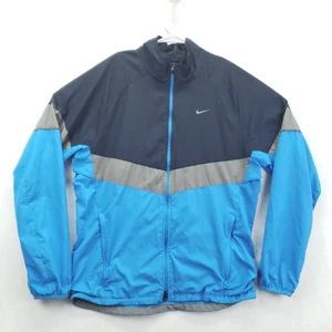 Nike Windbreaker Jacket Mens Medium Blue Navy Gray Full Zip Running 480953-417 - Picture 1 of 13