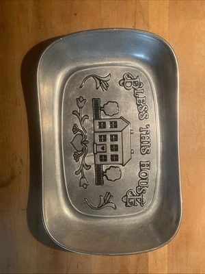 WILTON ARMETALE  Bless This House Tray 11” X 7” Metal Serve ware Oven Safe New - Image 1 of 2