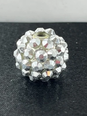 Resin Rhinestone Beads 12 Count Metallic Silver Round 10 mm Findings For Jewelry - Image 1 of 4