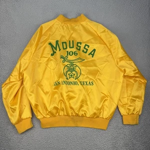 Vintage Moussa 106 Jacket Mens XL Satin San Antonio Texas Hilton Shriner 80s - Picture 1 of 19