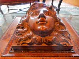 Wood Sculpture Hand Carved - Framed Antique - Female - Bust Goddess - 15" x 15" - Picture 1 of 6
