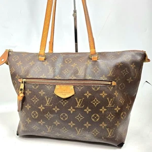 Louis Vuitton Monogram Iena MM Tote Shoulder Bag Coated Canvas Vachetta Leather - Picture 1 of 24