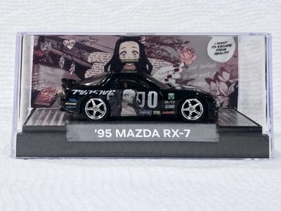 😎👍 CUSTOM Anime Display Hot Wheels '95 Mazda RX-7 Nezuko Kamado Real Riders - Image 1 of 4