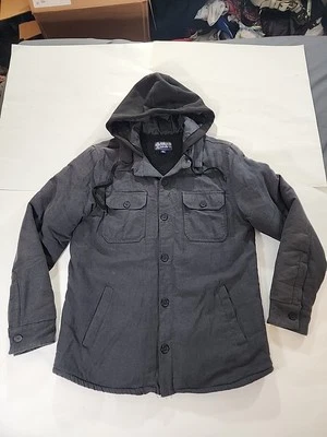 American Rag Men’s Button-Up Gray Hooded Jacket Size Large Pockets Long Sleeve - Image 1 of 4