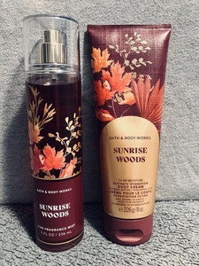 Vaporizador corporal Bath And Body Works Sunrise Woods 8 oz y crema hidratante definitiva de 8 oz - Imagen 1 de 10
